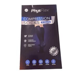 PhysFlex COMPRESSION SOCKS Stockings 20-30mmHg Size S/M Black for men or women